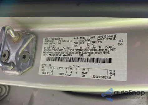 2015 Ford Escape Se из США, поврежденный, VIN 1FMCU0GXXFUA44573